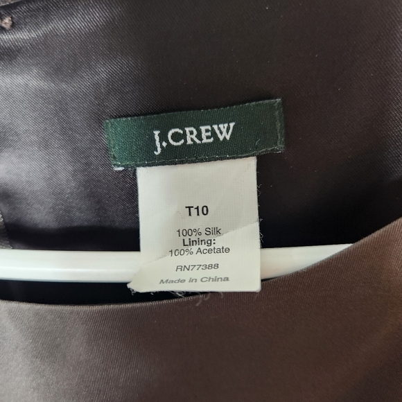 J. Crew Womens |10 Tall| Y2K Brown 100% Silk Boatneck Fit & Flare Dress - Picture 5 of 7